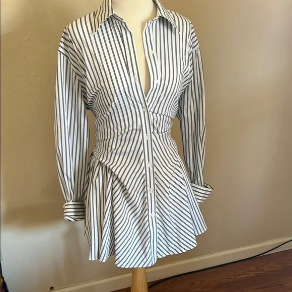 Moon River Navy and White Striped Dress - Picture 1 of 3
